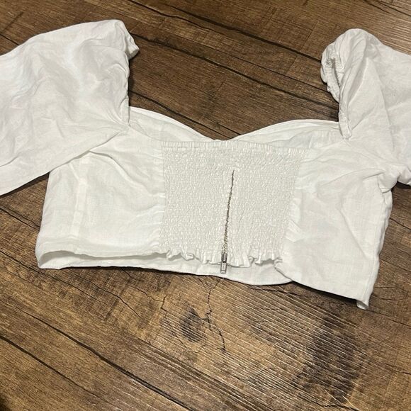 Aritzia Wilfred Vilette linen milkmaid puff sleeve blouse - Picture 4 of 8